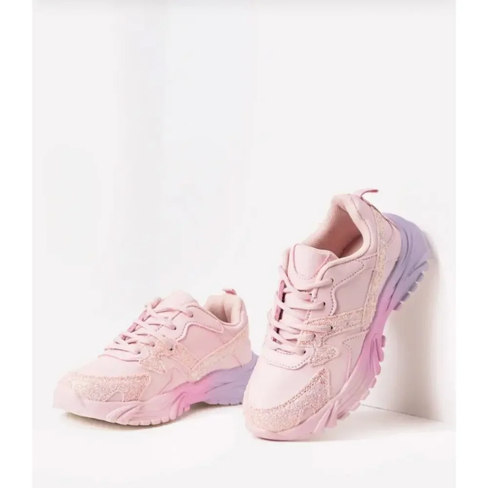 FabKids Pink Ombre Glitter Sneakers Size 10